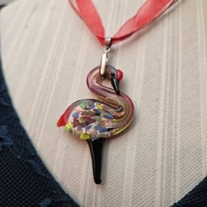 NEW Glass Flamingo Necklace